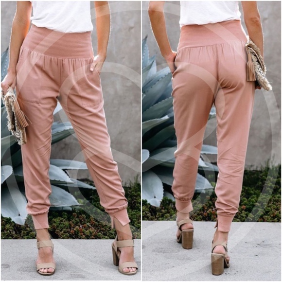 Ruched Black Jogger Pants - pink - Picture 5 of 5
